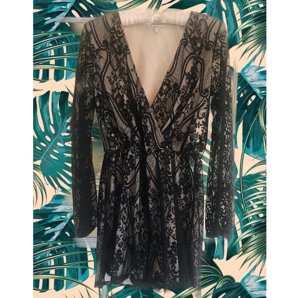 Black Long Sleeve Lace Romper. SIZE SMALL